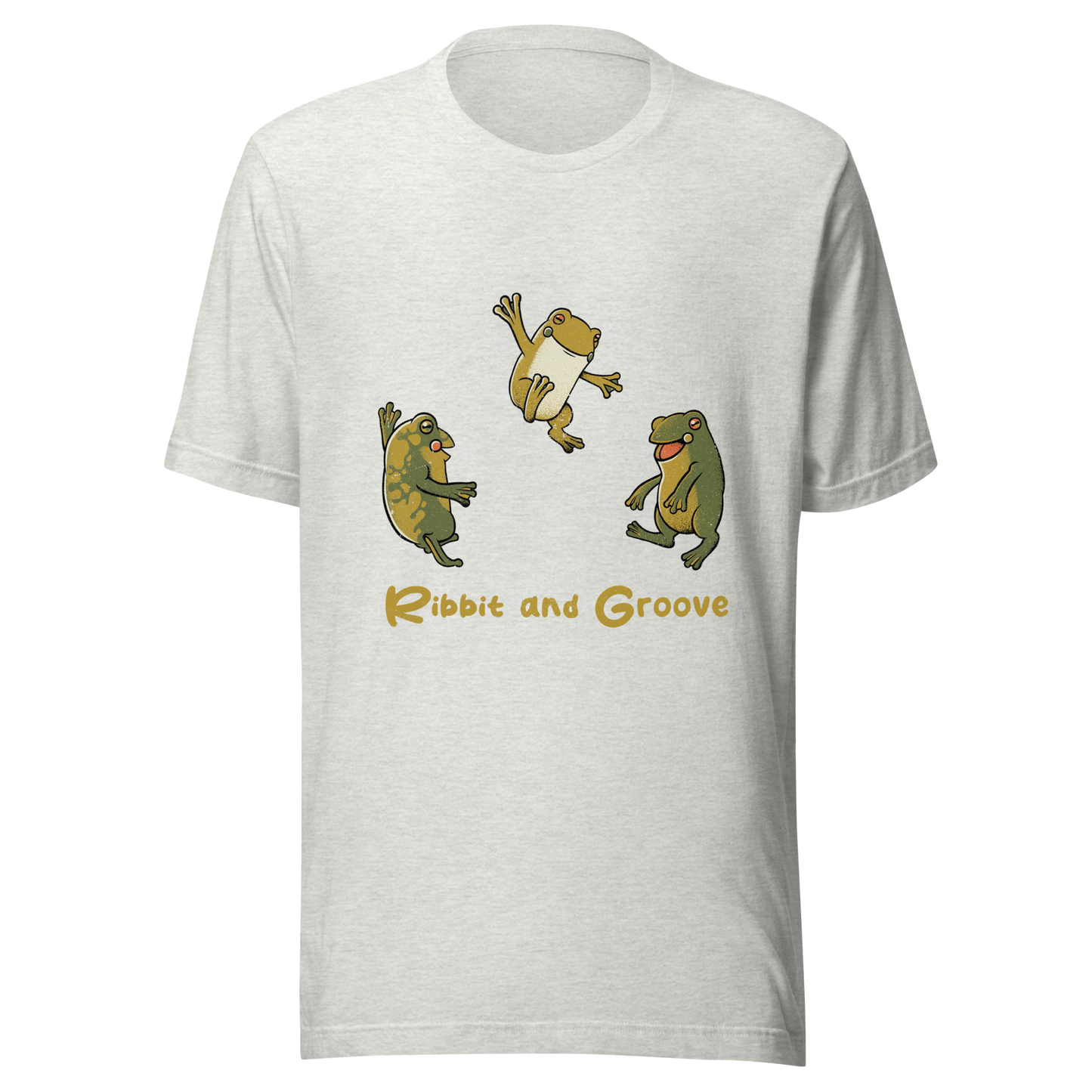 Three frogs dancing as if performing a ritual, with ‘Ribbit and Groove’ written below. A playful design that mixes humor and frogs. Perfect for frog lovers, music fans, and anyone who enjoys fun prints.
