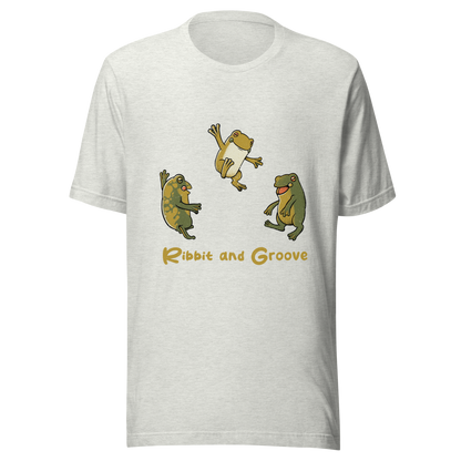 Three frogs dancing as if performing a ritual, with ‘Ribbit and Groove’ written below. A playful design that mixes humor and frogs. Perfect for frog lovers, music fans, and anyone who enjoys fun prints.