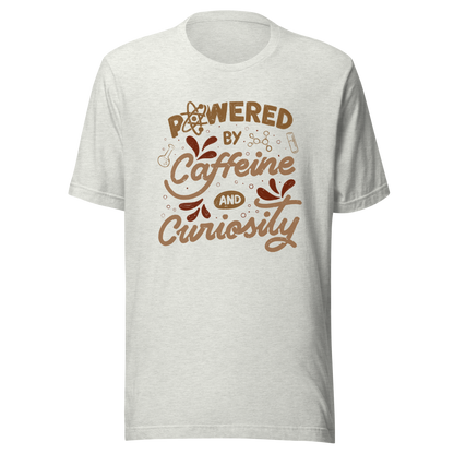 A vintage-style lettering artwork featuring the phrase “Powered by Caffeine and Curiosity” decorated with chemistry symbols, molecules and scientific details. This design captures the restless mind of those who question everything and rely on coffee to keep curiosity alive. Ideal for researchers, lab workers, students, science geeks and caffeine lovers. 