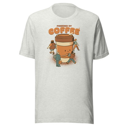 A playful illustration of a giant coffee cup winding up tiny wind-up dolls, a fun nod to caffeine as the fuel that keeps life moving. Featuring the phrase “Powered By Coffee”, it’s the perfect gift for coffee lovers who can’t function without their daily cup.