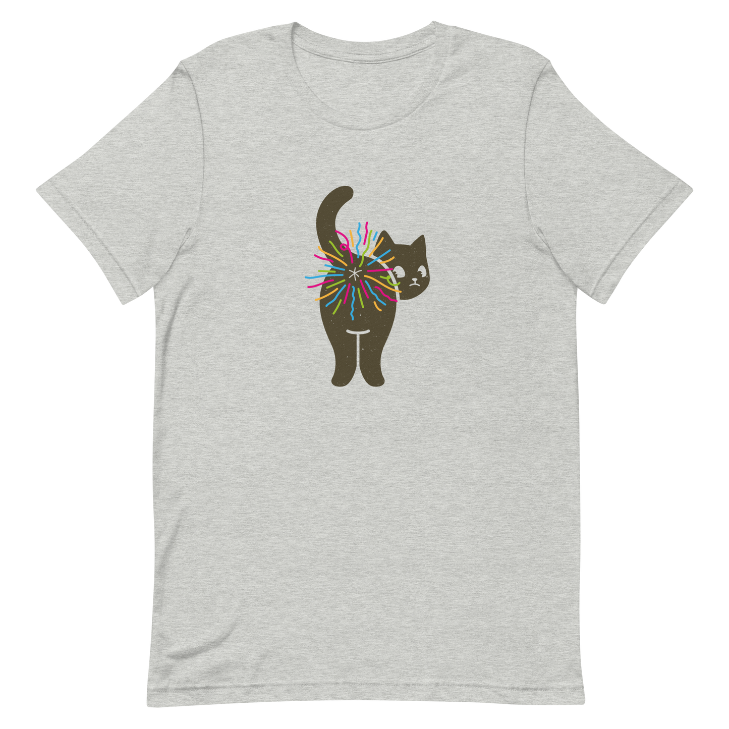 A black cat glances back while a rainbow bursts from its butt in a cheeky and colorful way. This artwork is a playful pun that turns a simple fart into a rainbow explosion of humor. Perfect for cat lovers, pun fans, and anyone who enjoys silly and quirky designs.