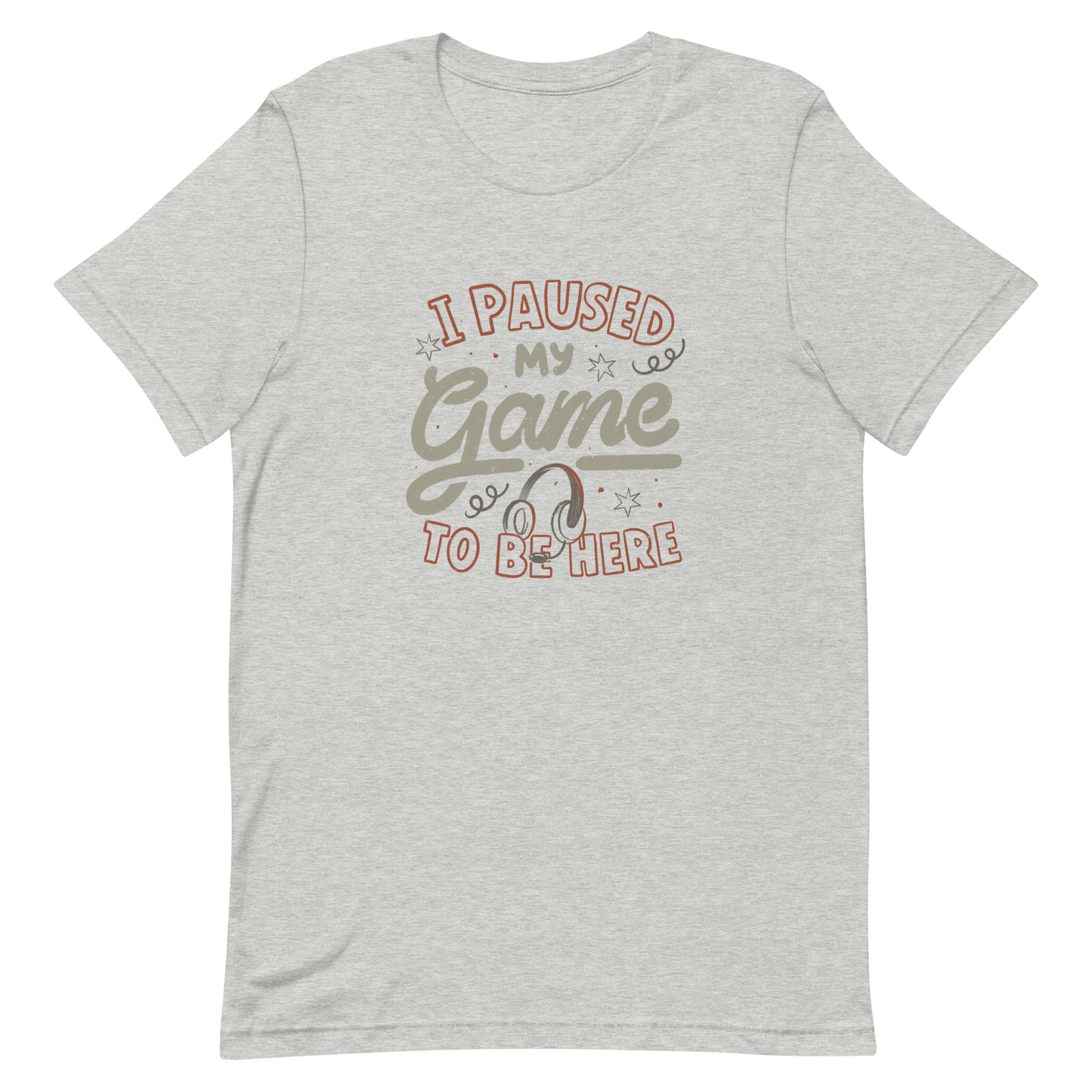 This design features the phrase “I Paused My Game To Be Here” in a bold vintage-style lettering with a headset illustration. It perfectly captures the eternal struggle between gaming and social life with a touch of humor. Ideal for gamers, streamers, and anyone who’d rather be playing.