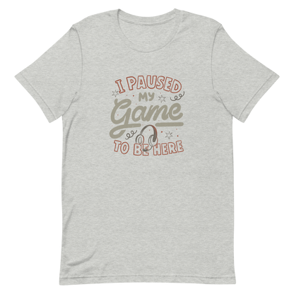 This design features the phrase “I Paused My Game To Be Here” in a bold vintage-style lettering with a headset illustration. It perfectly captures the eternal struggle between gaming and social life with a touch of humor. Ideal for gamers, streamers, and anyone who’d rather be playing.