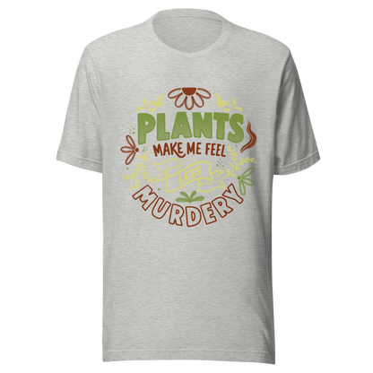 This design features leaves and flowers surrounding the bold and humorous phrase ‘Plants Make Me Feel Less Murdery’. It blends cute imagery with acerbic humour, capturing the idea that plants can soothe even the most chaotic moods. Ideal for plant parents who appreciate a clever and slightly sarcastic take on emotional honesty.