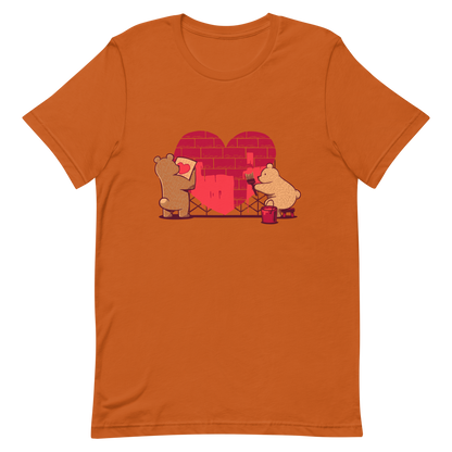 A cute illustration of two bears building and painting a heart, symbolising care, teamwork, and nurturing love. A sweet and playful design, perfect for Valentine’s Day and for anyone who believes love is something you create together.
