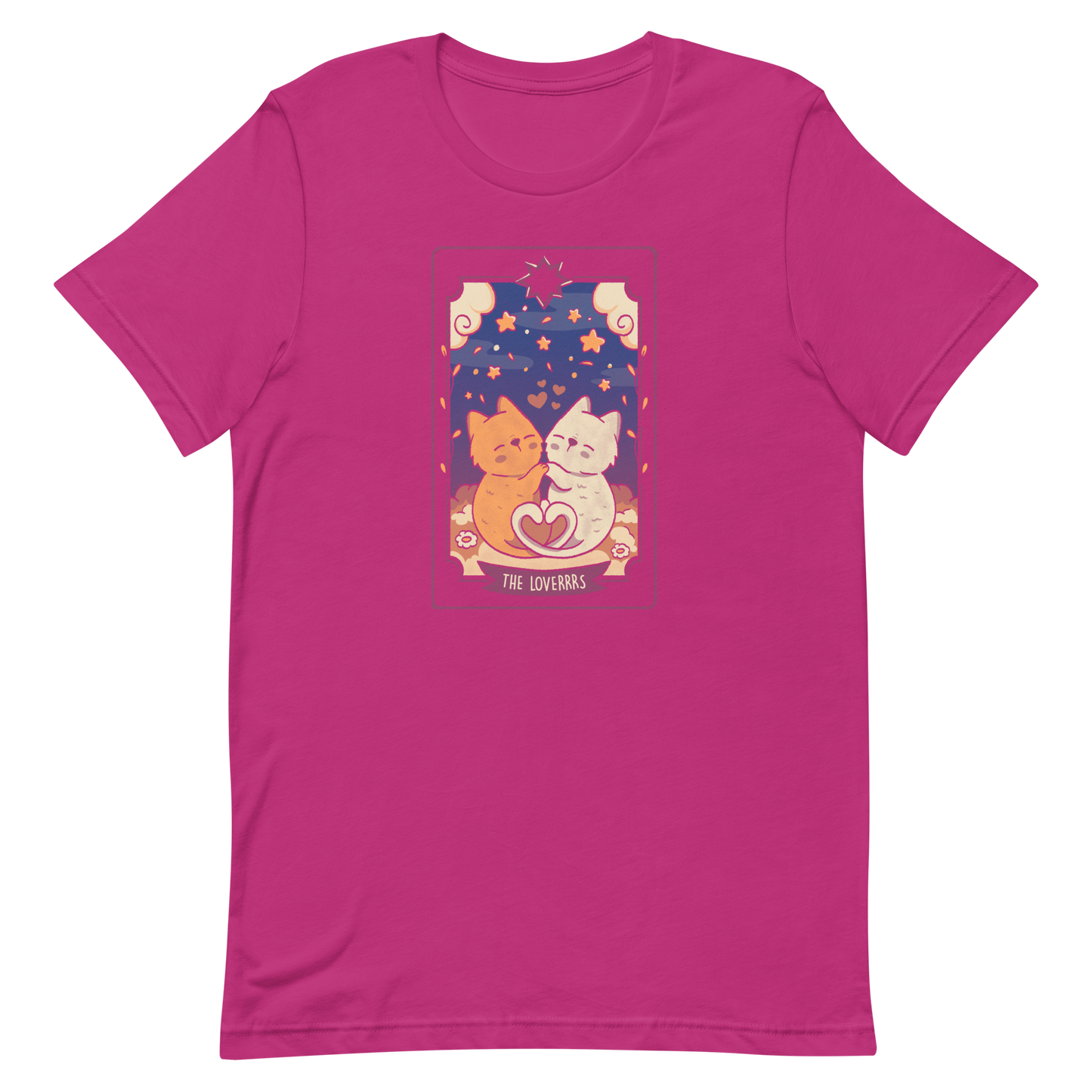 A charming tarot card featuring two adorable kittens snuggled together, their tails forming a heart shape. Below the kittens, you'll find the text "The Lovers" beautifully written. This delightful card makes for a wonderful gift for mystics who adore kittens and enjoy the world of tarot.