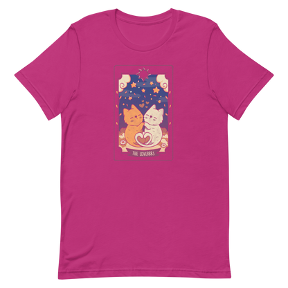 A charming tarot card featuring two adorable kittens snuggled together, their tails forming a heart shape. Below the kittens, you'll find the text "The Lovers" beautifully written. This delightful card makes for a wonderful gift for mystics who adore kittens and enjoy the world of tarot.