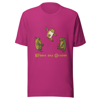 Three frogs dancing as if performing a ritual, with ‘Ribbit and Groove’ written below. A playful design that mixes humor and frogs. Perfect for frog lovers, music fans, and anyone who enjoys fun prints.