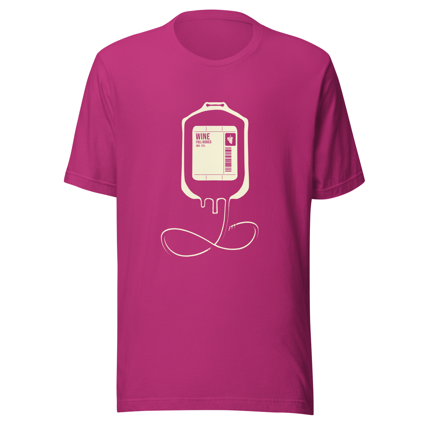 The artwork depicts an infusion pouch stylized as a full wine bag, with a detailed label in shades of cream. It plays on the idea that, for some, wine is almost like an essential fuel. Perfect for wine lovers and fans of sarcastic humor.