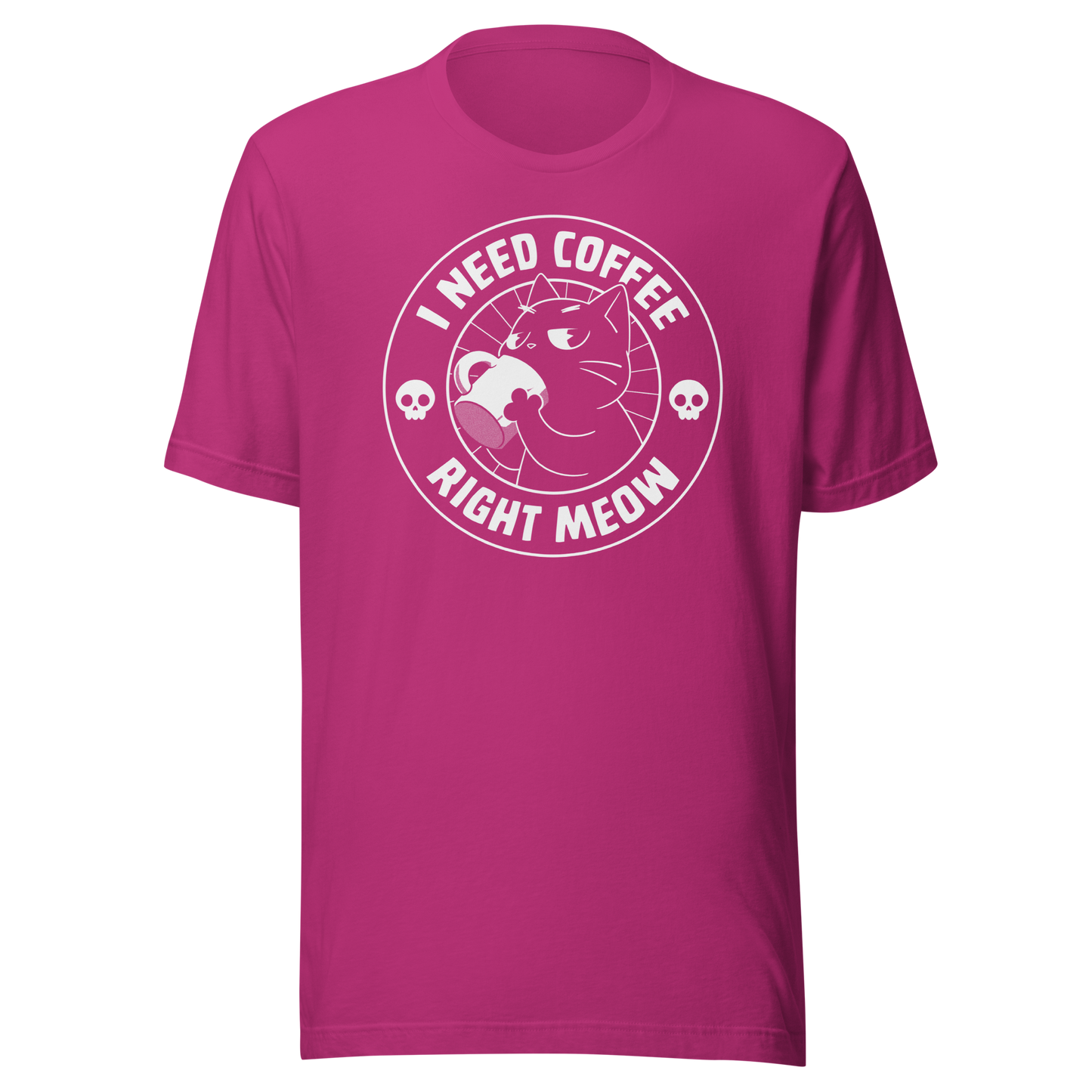 A cat enjoying a hot cup of coffee, paired with the phrase ‘I Need Coffee Right Meow’. This playful design blends feline charm with caffeine-fuelled attitude, perfect for cat lovers who can’t function without their morning brew. Cute, relatable and full of purr-sonality.