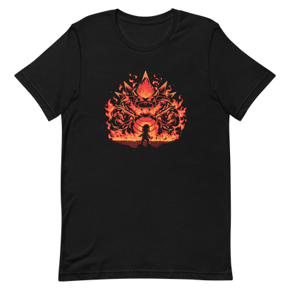 A tiny hero faces a furious, flaming boss way out of his pay grade. Explosive action, fiery humor, and a nod to those epic final battles in classic games.