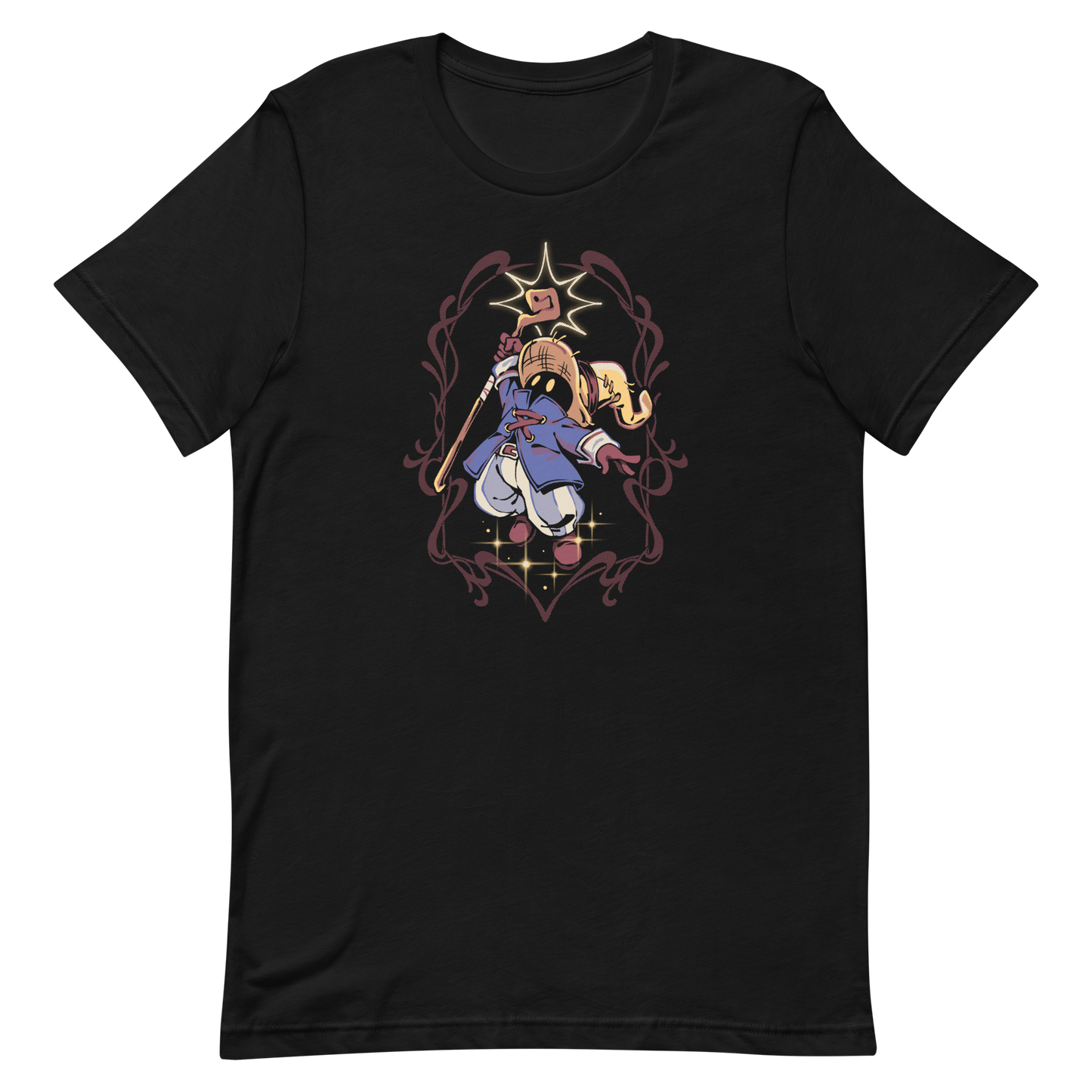 A mysterious dark mage casts a glowing spell with flair, surrounded by magical sparkles and arcane energy. A tribute to classic RPG wizards and their timeless charm.