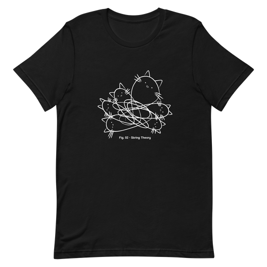 A group of cute kittens tangled in strings, as if playing with yarn. This design visually plays on the concept of "String Theory," blending science and humor. Ideal for cat lovers, science buffs, and anyone who enjoys fun and clever prints.