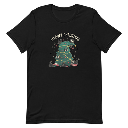 A Christmas tree full of black kittens hanging from it as if they were playing with it, an art that plays on how cats love Christmas trees. A perfect gift for anyone who loves Christmas and cats.