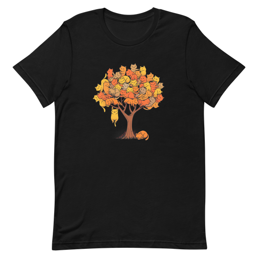 A tree formed by several kittens, some sleeping, others playing. An allusion to where cats come from.