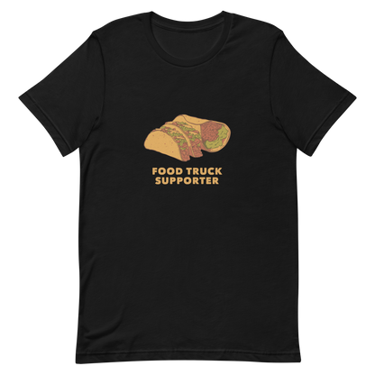 Two delicious tacos and a burrito with the phrase below "Food Truck Supporter". This design celebrates the love of street food and the joy of discovering amazing flavors on wheels. Perfect for Mexican food lovers, taco fans, and anyone who proudly supports local food trucks.