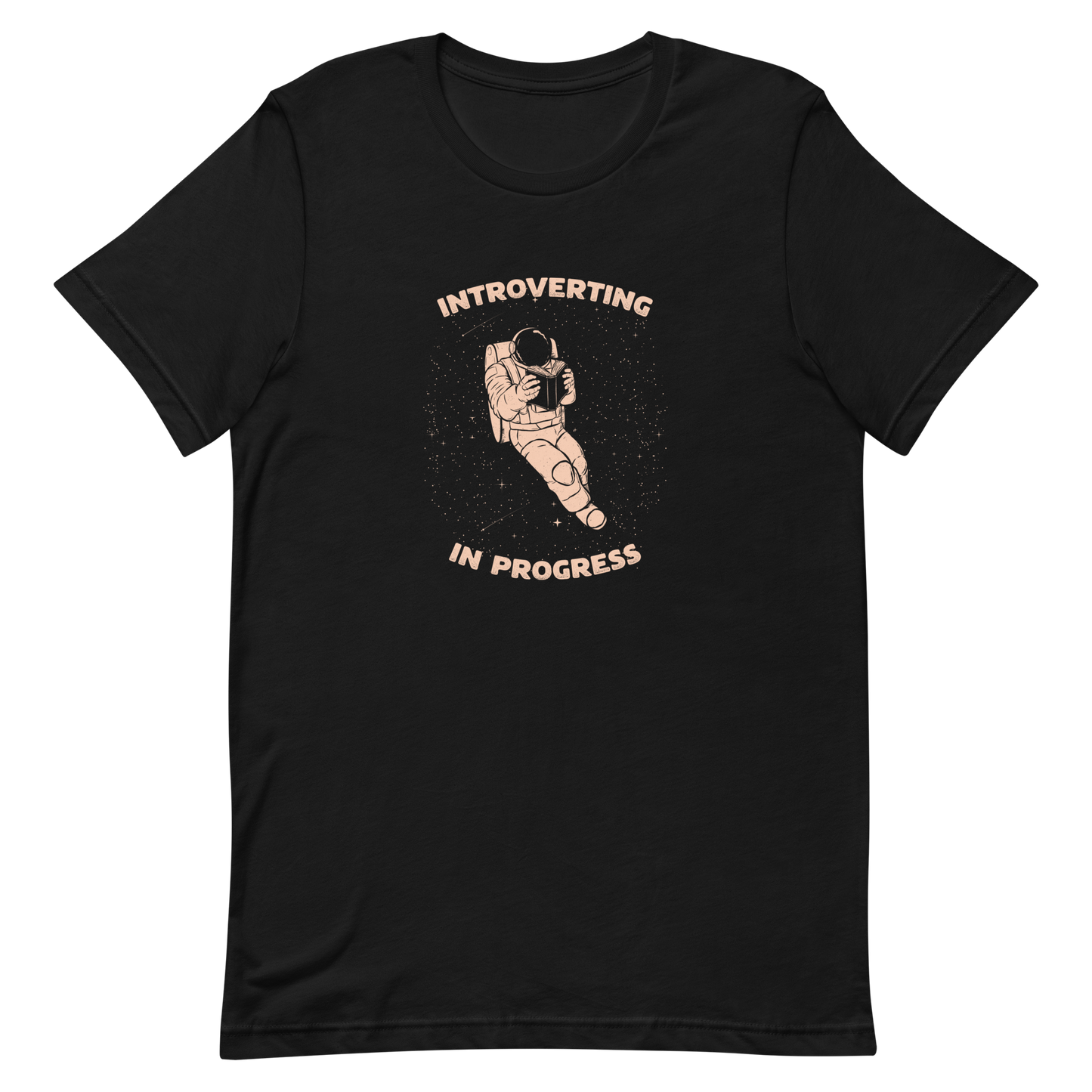 An astronaut floats in space while reading a book, surrounded by twinkling stars. The artwork represents the beauty of introspection and a quiet retreat amidst the universe. Perfect for introverts, passionate readers and dreamers who love the combination of space and tranquility.