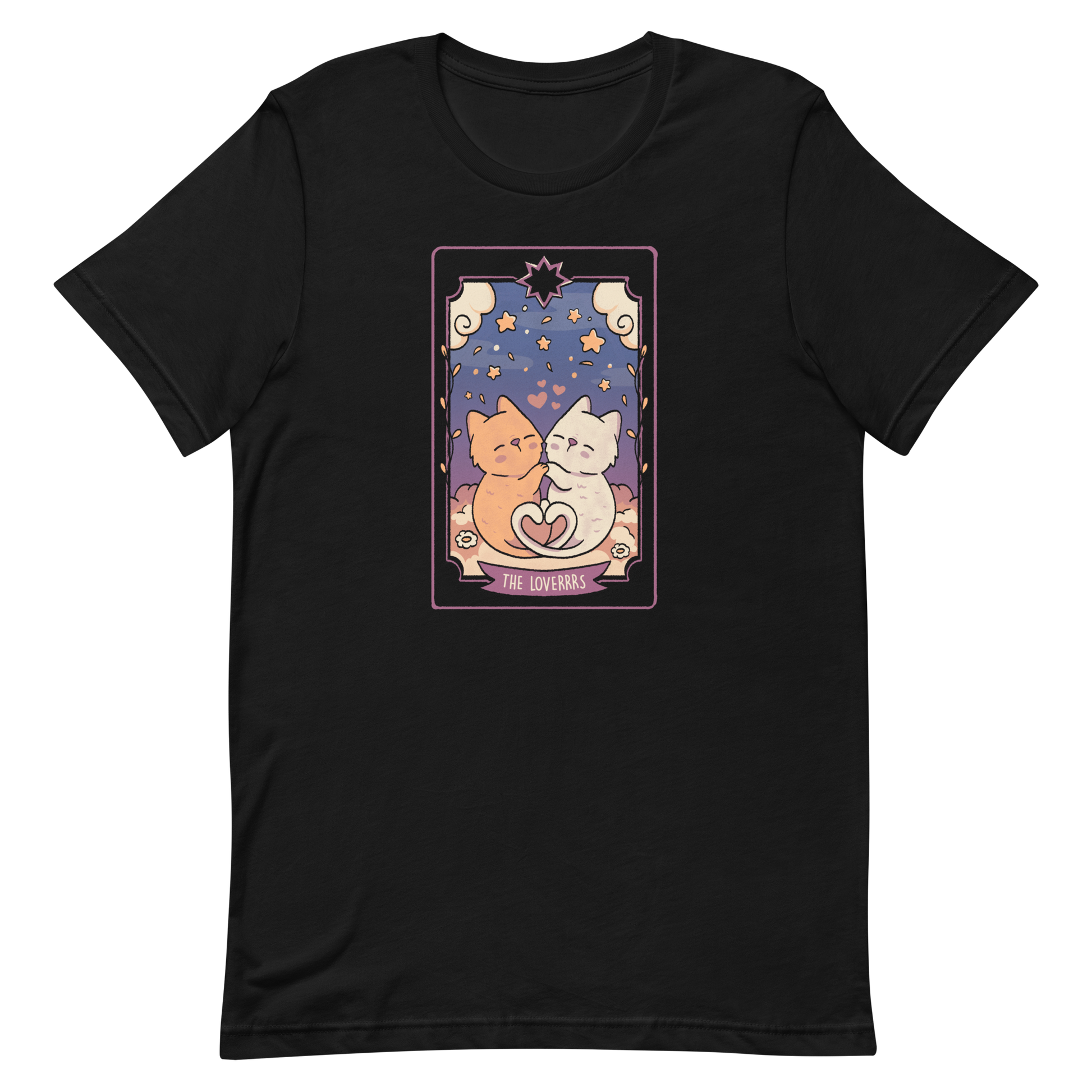 A charming tarot card featuring two adorable kittens snuggled together, their tails forming a heart shape. Below the kittens, you'll find the text "The Lovers" beautifully written. This delightful card makes for a wonderful gift for mystics who adore kittens and enjoy the world of tarot.