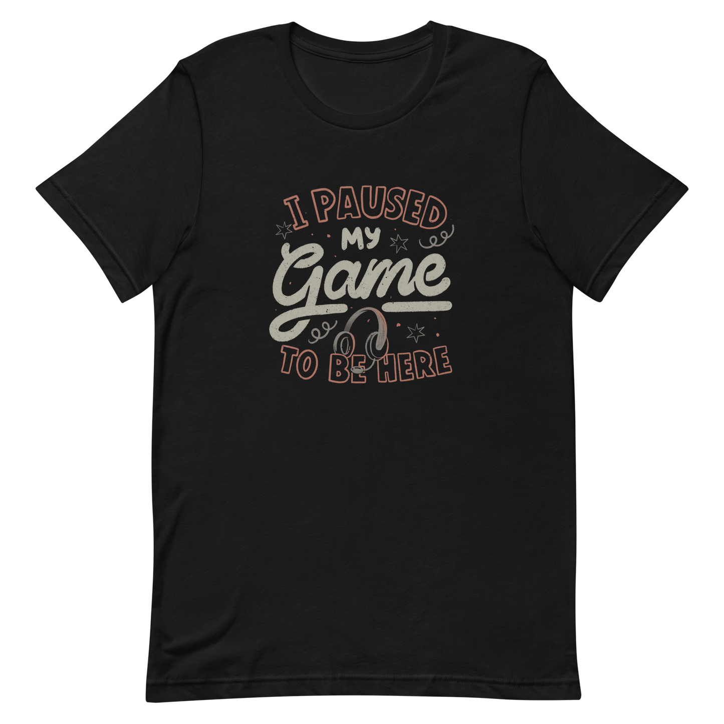 This design features the phrase “I Paused My Game To Be Here” in a bold vintage-style lettering with a headset illustration. It perfectly captures the eternal struggle between gaming and social life with a touch of humor. Ideal for gamers, streamers, and anyone who’d rather be playing.