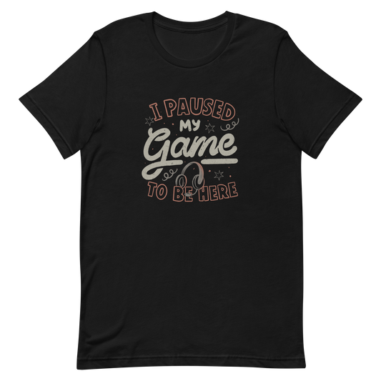 This design features the phrase “I Paused My Game To Be Here” in a bold vintage-style lettering with a headset illustration. It perfectly captures the eternal struggle between gaming and social life with a touch of humor. Ideal for gamers, streamers, and anyone who’d rather be playing.