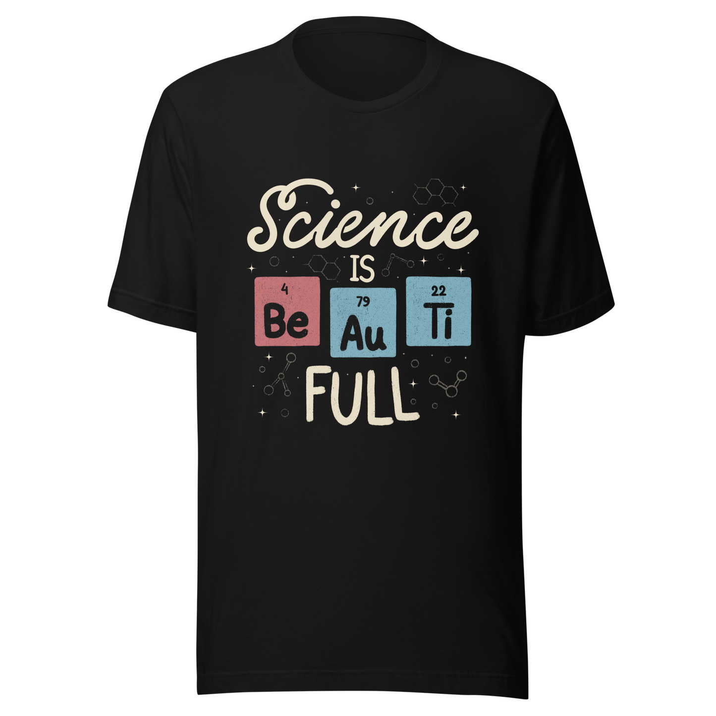 A lettering piece featuring the phrase "Science is Be Au Ti Full," with Be, Au, and Ti cleverly represented as chemical elements from the periodic table. A fun and playful artwork, perfect for anyone who loves science with a touch of humor.