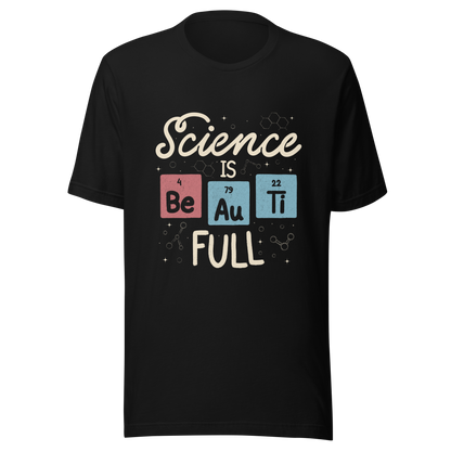 A lettering piece featuring the phrase "Science is Be Au Ti Full," with Be, Au, and Ti cleverly represented as chemical elements from the periodic table. A fun and playful artwork, perfect for anyone who loves science with a touch of humor.