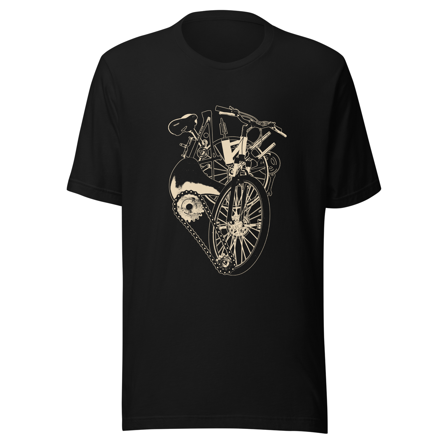A single-colour artwork that forms an anatomical heart crafted entirely from bicycle parts, including wheels, handlebars, chains and other mechanical details. A clean and minimalist composition that blends creativity with a love for cycling. Perfect for cyclists, bike enthusiasts and anyone passionate about life on two wheels.