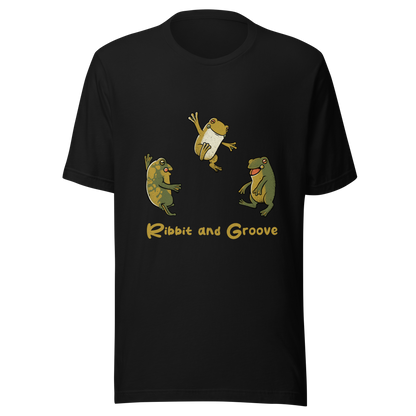 Three frogs dancing as if performing a ritual, with ‘Ribbit and Groove’ written below. A playful design that mixes humor and frogs. Perfect for frog lovers, music fans, and anyone who enjoys fun prints.