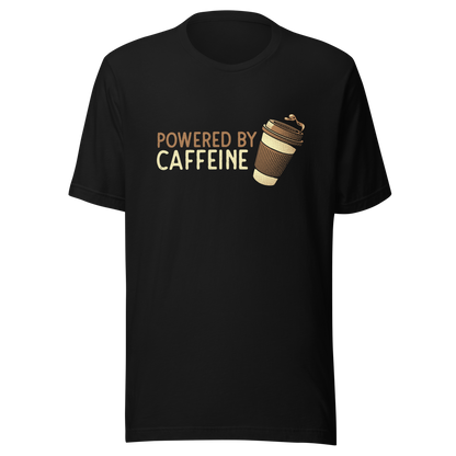 A steaming coffee cup tilts playfully beside the phrase “Powered by Caffeine,” written in bold, vintage-style lettering. This design perfectly captures the spirit of those who run entirely on coffee and determination. Ideal for caffeine lovers, coffee addicts and anyone who can’t start the day without their favorite brew.