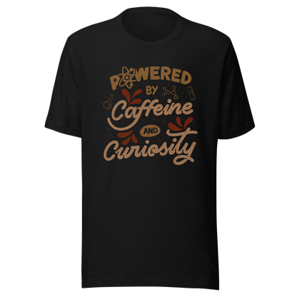 A vintage-style lettering artwork featuring the phrase “Powered by Caffeine and Curiosity” decorated with chemistry symbols, molecules and scientific details. This design captures the restless mind of those who question everything and rely on coffee to keep curiosity alive. Ideal for researchers, lab workers, students, science geeks and caffeine lovers. 