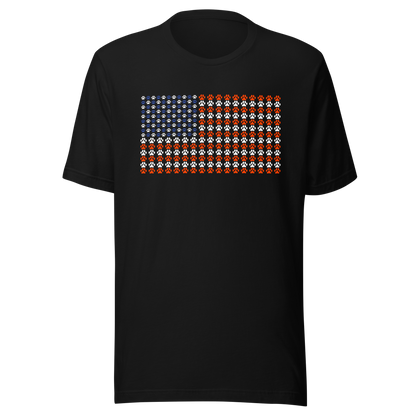An artistic reinterpretation of the United States flag formed entirely by countless small paw prints. Blending patriotism with pet love, this creative design celebrates animal lovers, dogs, cats, and the special bond between people and their furry companions.