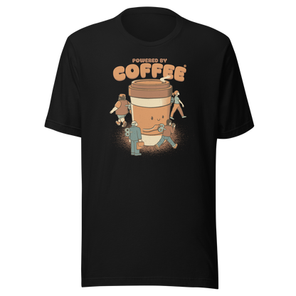 A playful illustration of a giant coffee cup winding up tiny wind-up dolls, a fun nod to caffeine as the fuel that keeps life moving. Featuring the phrase “Powered By Coffee”, it’s the perfect gift for coffee lovers who can’t function without their daily cup.