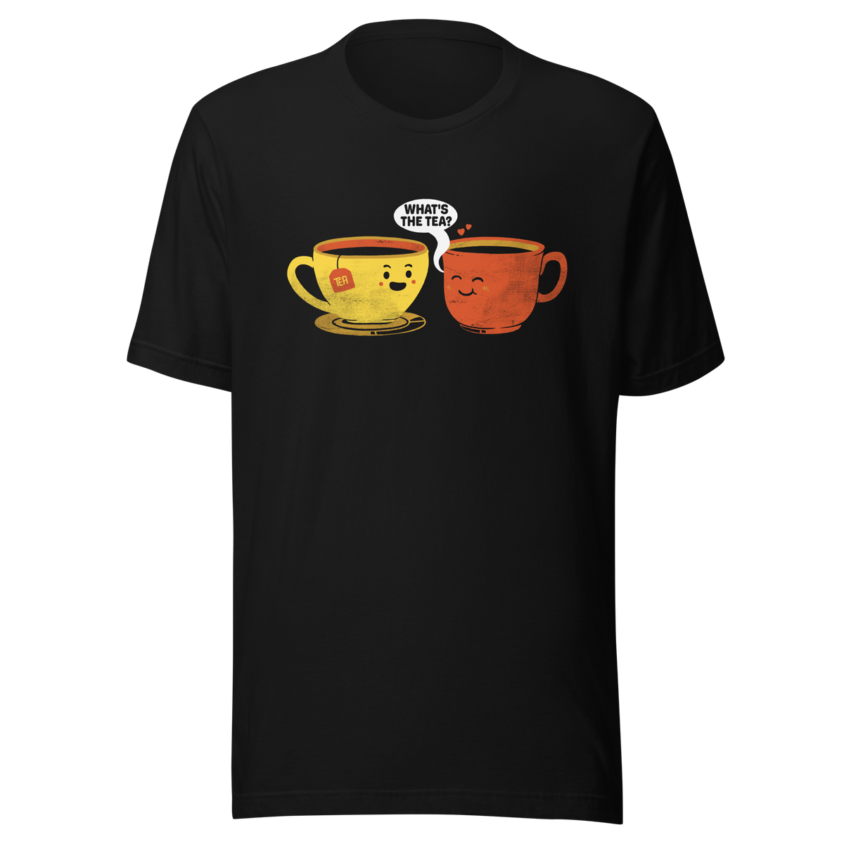 An illustration of a teacup beside a coffee mug that reads ‘What’s the tea?’. A playful design that blends café culture with a touch of humour. Perfect for tea lovers, coffee addicts, and anyone who enjoys a cozy drink and a bit of gossip.