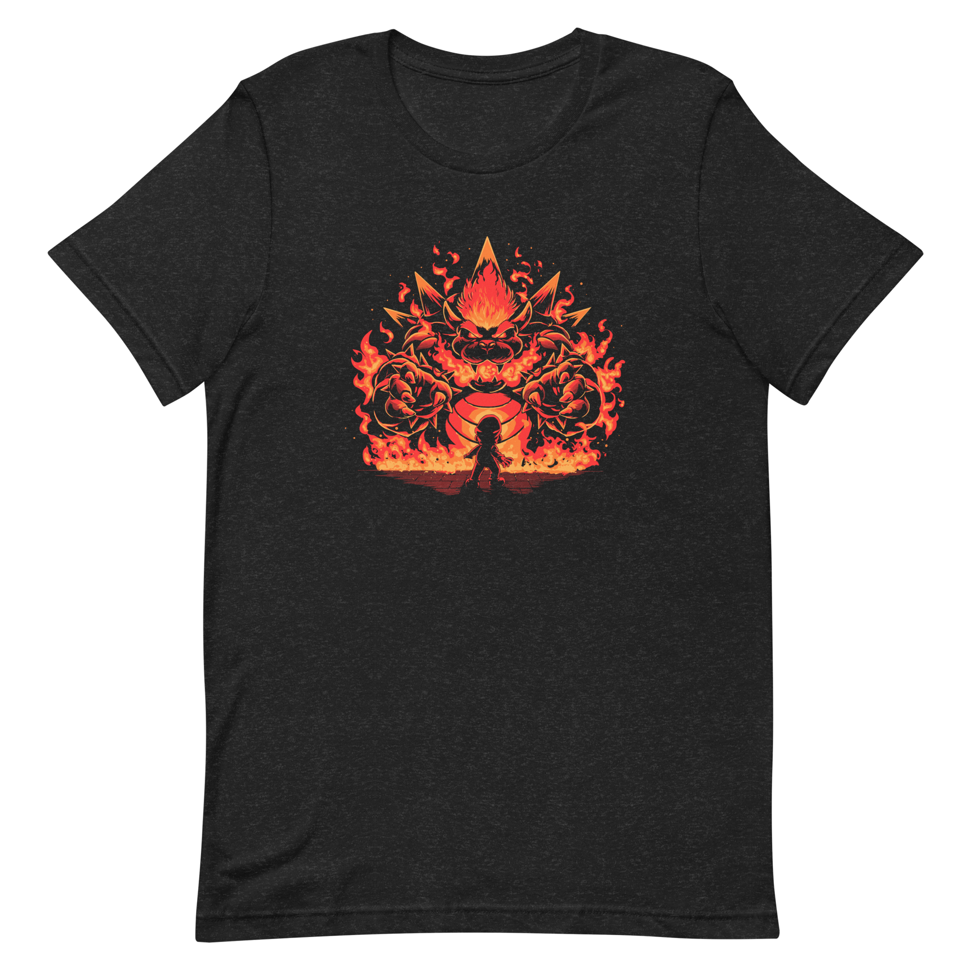 A tiny hero faces a furious, flaming boss way out of his pay grade. Explosive action, fiery humor, and a nod to those epic final battles in classic games.