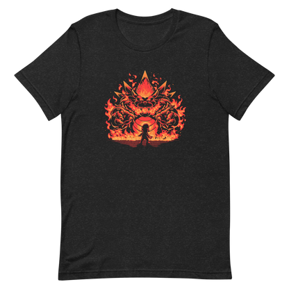 A tiny hero faces a furious, flaming boss way out of his pay grade. Explosive action, fiery humor, and a nod to those epic final battles in classic games.