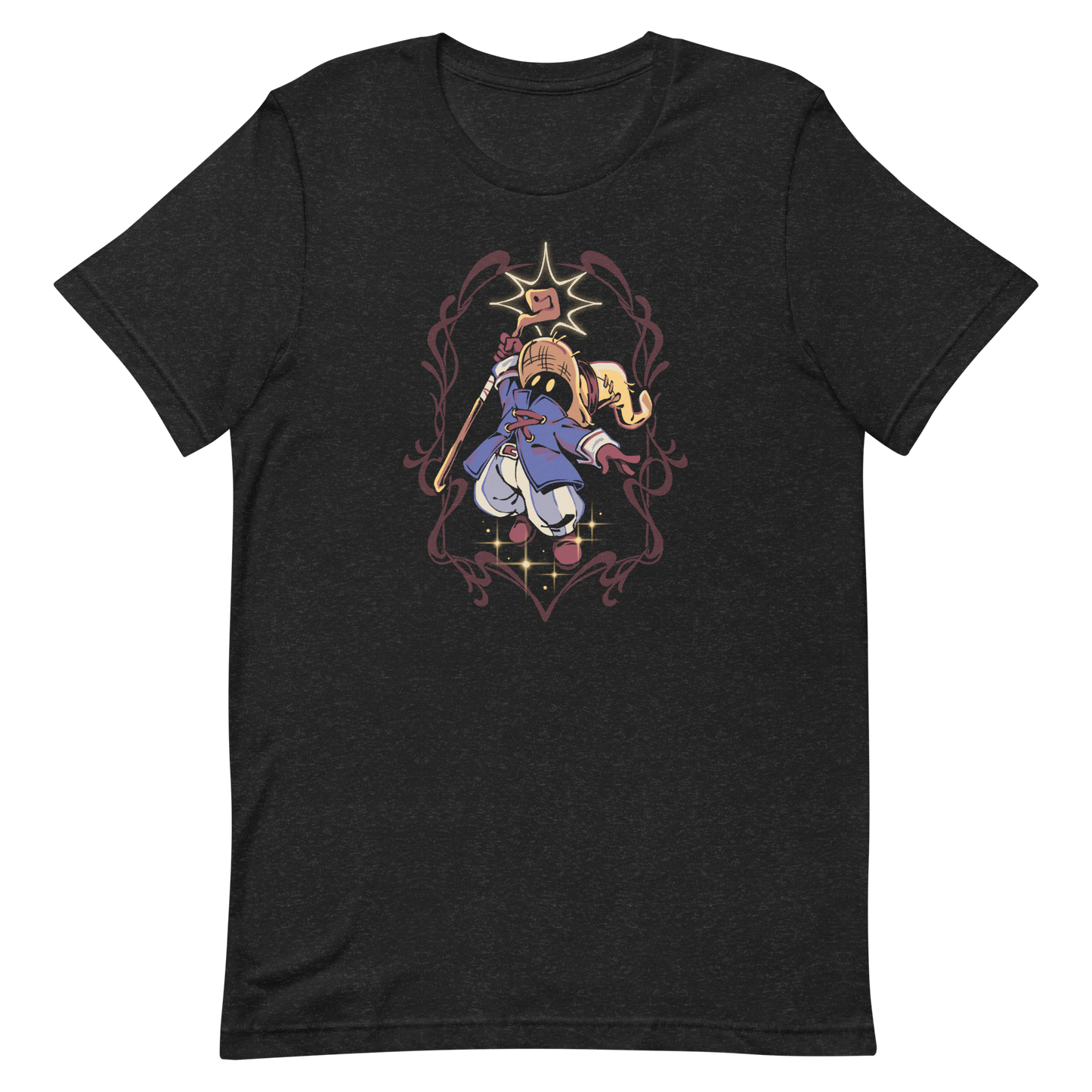 A mysterious dark mage casts a glowing spell with flair, surrounded by magical sparkles and arcane energy. A tribute to classic RPG wizards and their timeless charm.