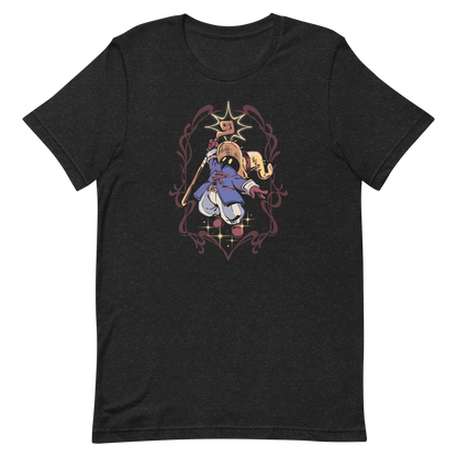 A mysterious dark mage casts a glowing spell with flair, surrounded by magical sparkles and arcane energy. A tribute to classic RPG wizards and their timeless charm.