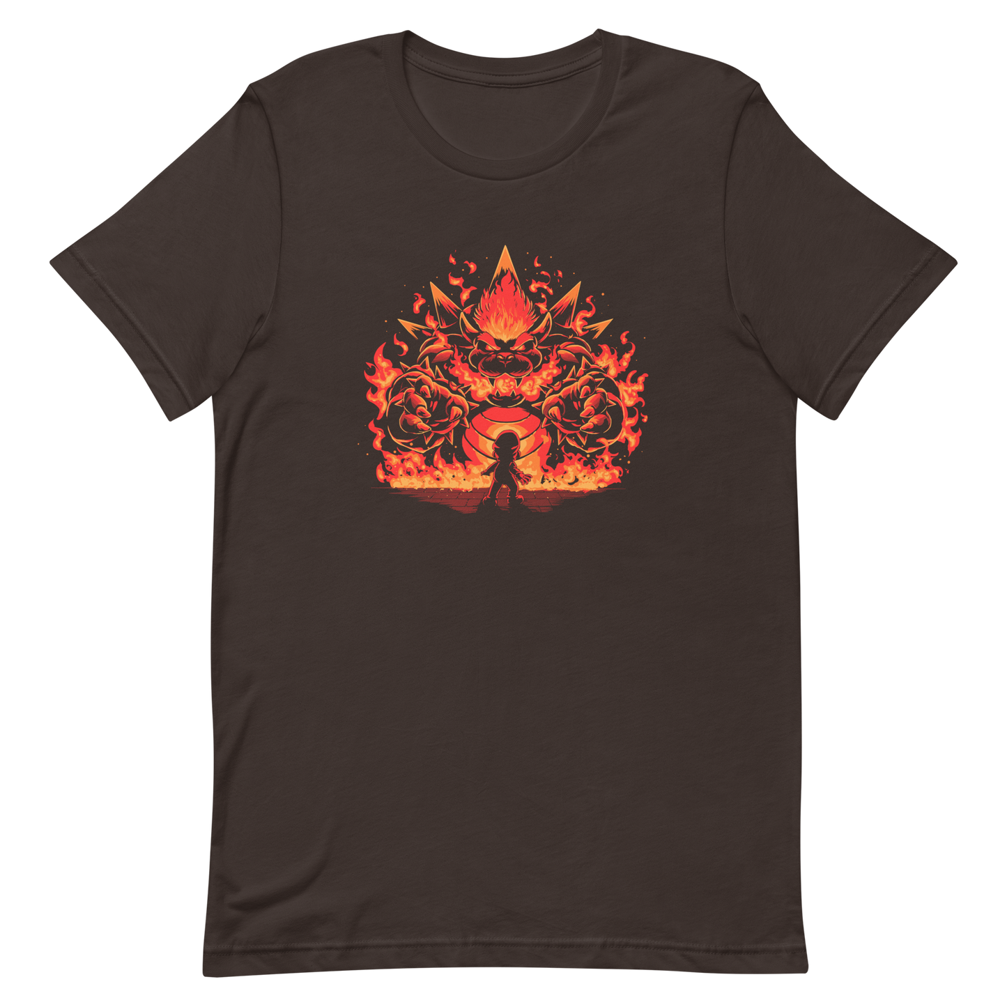 A tiny hero faces a furious, flaming boss way out of his pay grade. Explosive action, fiery humor, and a nod to those epic final battles in classic games.