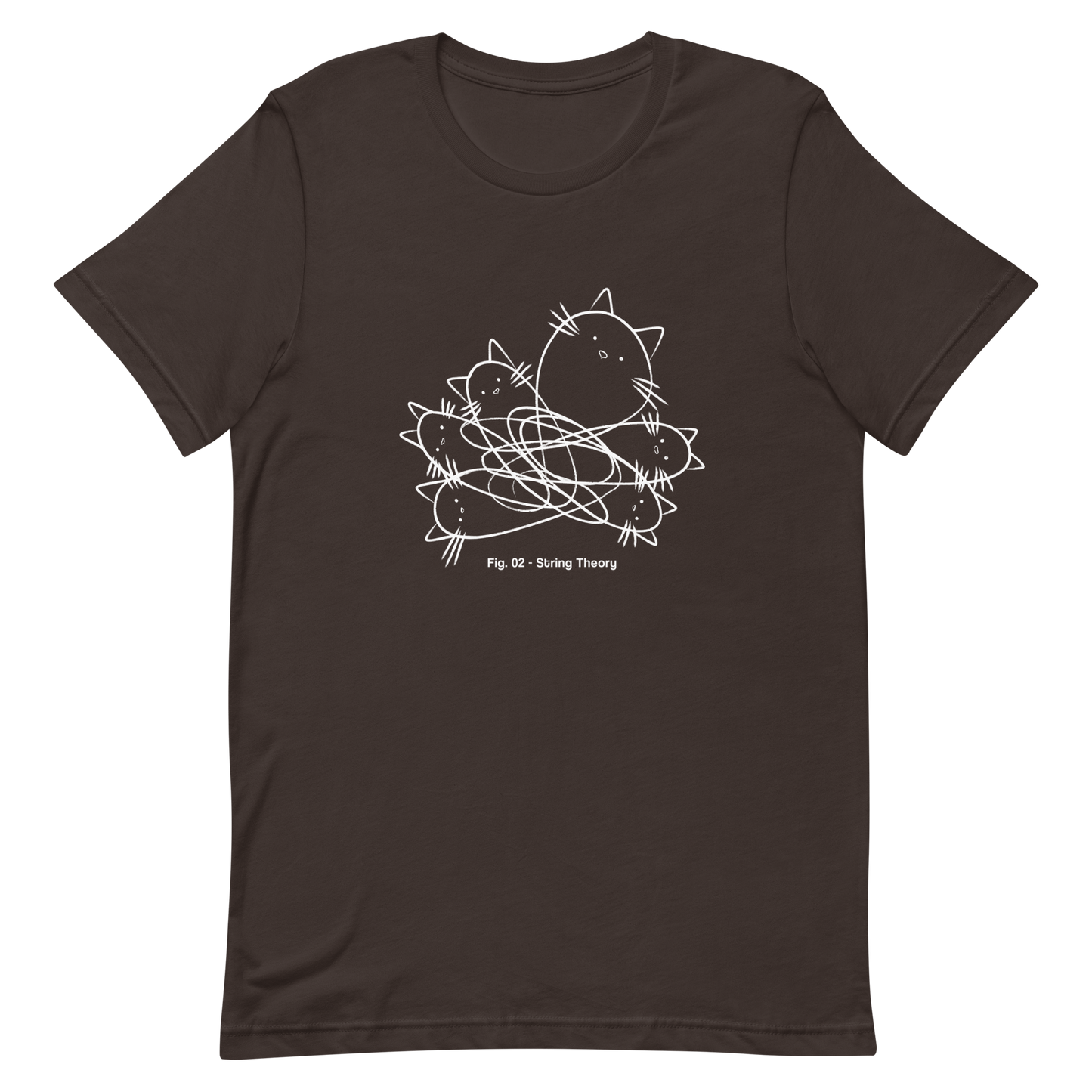 A group of cute kittens tangled in strings, as if playing with yarn. This design visually plays on the concept of "String Theory," blending science and humor. Ideal for cat lovers, science buffs, and anyone who enjoys fun and clever prints.