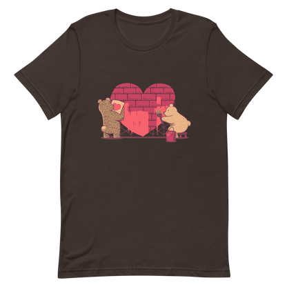 A cute illustration of two bears building and painting a heart, symbolising care, teamwork, and nurturing love. A sweet and playful design, perfect for Valentine’s Day and for anyone who believes love is something you create together.