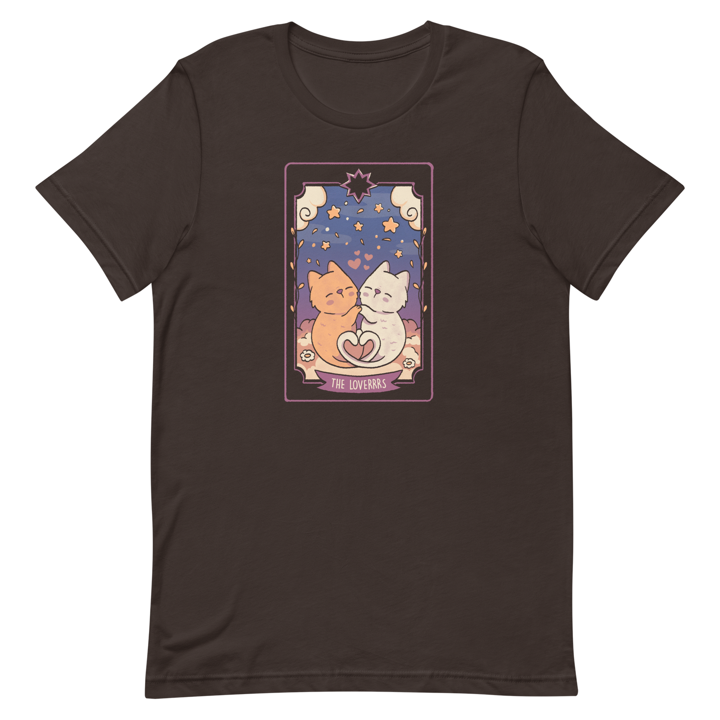 A charming tarot card featuring two adorable kittens snuggled together, their tails forming a heart shape. Below the kittens, you'll find the text "The Lovers" beautifully written. This delightful card makes for a wonderful gift for mystics who adore kittens and enjoy the world of tarot.