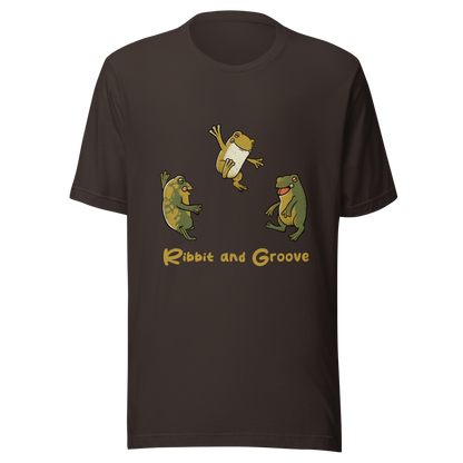 Three frogs dancing as if performing a ritual, with ‘Ribbit and Groove’ written below. A playful design that mixes humor and frogs. Perfect for frog lovers, music fans, and anyone who enjoys fun prints.