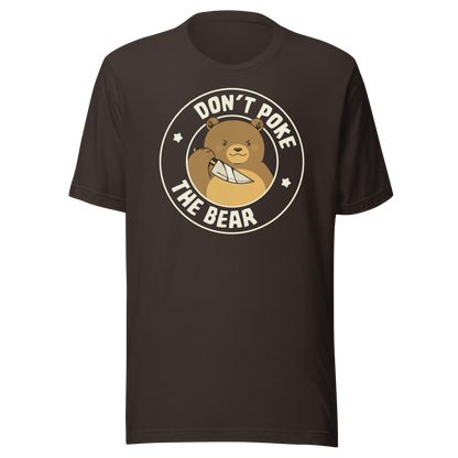 A cute bear with a dark twist, holding a knife and surrounded by the phrase “Don’t Poke The Bear”. This edgy yet adorable design plays with the contrast between sweetness and menace, making it perfect for fans of dark humour, bold artwork and ironic animal illustrations.