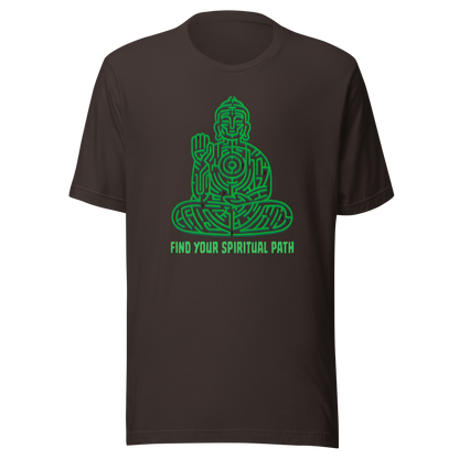 A garden maze shaped like a meditating Buddha, accompanied by the phrase ‘Find Your Spiritual Path’. This symbolic design represents the journey of overcoming life’s challenges and searching for inner balance. A thoughtful artwork for people interested in spirituality, mindfulness, and personal growth.
