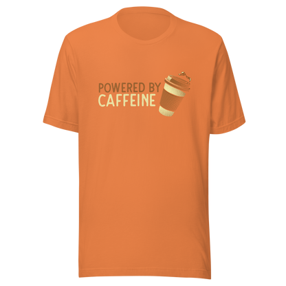 A steaming coffee cup tilts playfully beside the phrase “Powered by Caffeine,” written in bold, vintage-style lettering. This design perfectly captures the spirit of those who run entirely on coffee and determination. Ideal for caffeine lovers, coffee addicts and anyone who can’t start the day without their favorite brew.