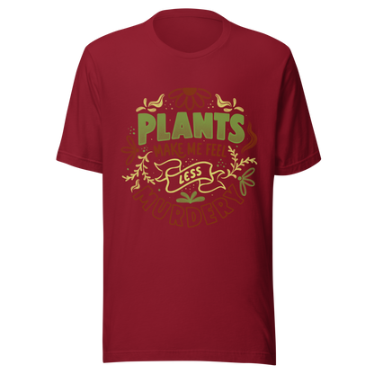 This design features leaves and flowers surrounding the bold and humorous phrase ‘Plants Make Me Feel Less Murdery’. It blends cute imagery with acerbic humour, capturing the idea that plants can soothe even the most chaotic moods. Ideal for plant parents who appreciate a clever and slightly sarcastic take on emotional honesty.