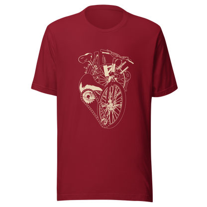 A single-colour artwork that forms an anatomical heart crafted entirely from bicycle parts, including wheels, handlebars, chains and other mechanical details. A clean and minimalist composition that blends creativity with a love for cycling. Perfect for cyclists, bike enthusiasts and anyone passionate about life on two wheels.