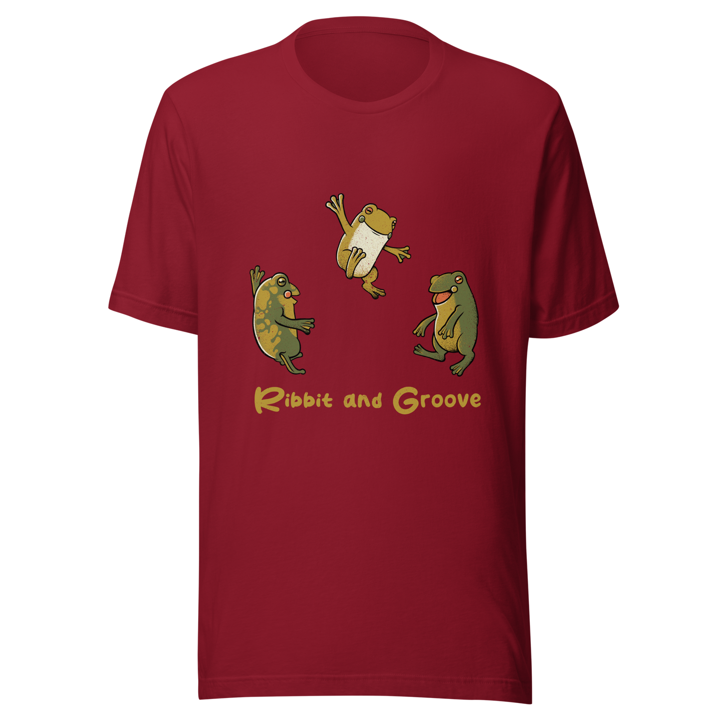 Three frogs dancing as if performing a ritual, with ‘Ribbit and Groove’ written below. A playful design that mixes humor and frogs. Perfect for frog lovers, music fans, and anyone who enjoys fun prints.