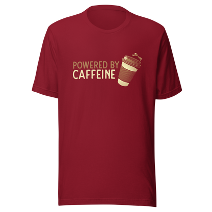 A steaming coffee cup tilts playfully beside the phrase “Powered by Caffeine,” written in bold, vintage-style lettering. This design perfectly captures the spirit of those who run entirely on coffee and determination. Ideal for caffeine lovers, coffee addicts and anyone who can’t start the day without their favorite brew.