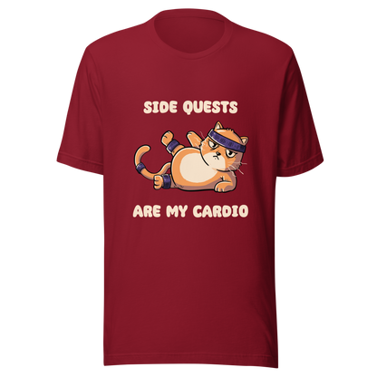 An orange kitten in gym clothes doing an aerobic workout, paired with the phrase ‘Side Quests Are My Cardio Gym Cat’. A humorous design that mixes cats, gaming vibes and fitness irony, perfect for those who prefer playful side quests over serious workouts.